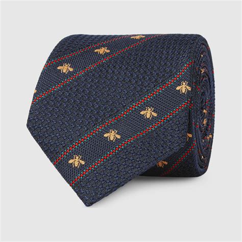 Midnight Blue And Red Silk Bee Web Tie 